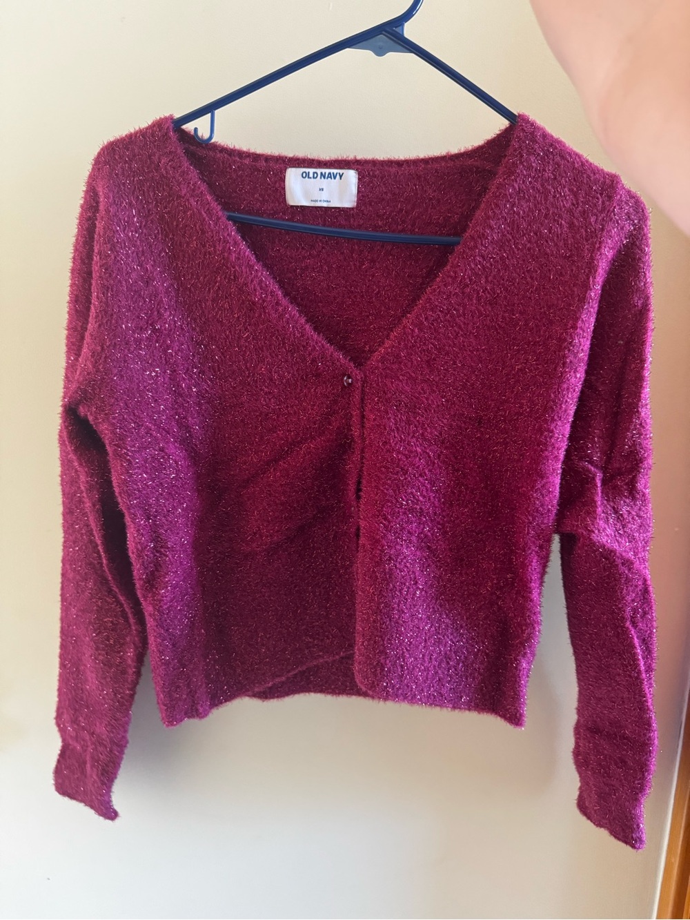 Old Navy Women's V-Neck Sparkle Cardigan Sweater - Wine